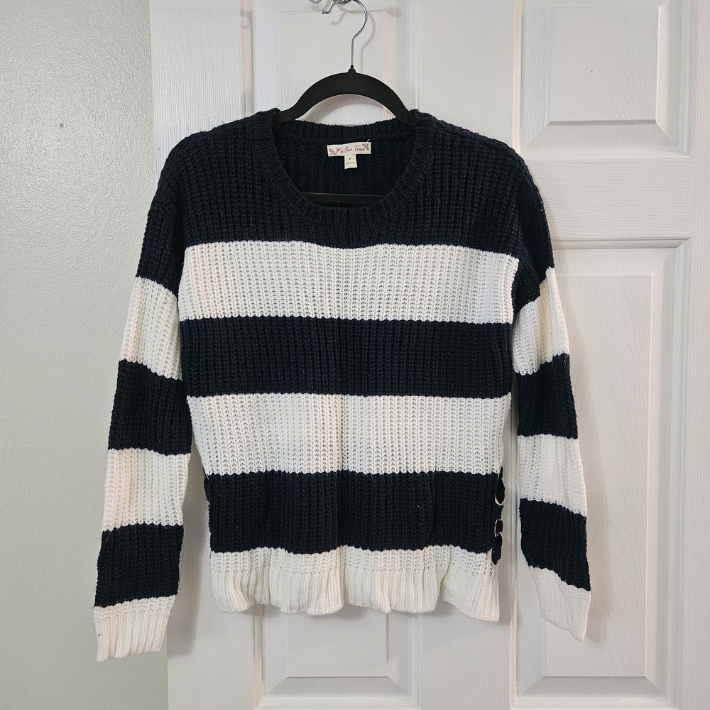 It's Our Time Black and White Striped Sweater